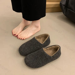 Lunivop Loafers Fur Woman Shoes Slip-on Dress Flats Winter New Moccasin Shoes Retro Slip on Flat Shoes for Women Zapatos De Mujer