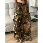 Lunivop High Waist Women Printing Jeans Hip-hop Style Vintage Streetwear Y2K Wide Leg Jean Plus Size Female Trouser Baggy Denim Pants