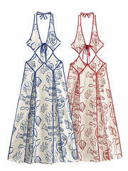 Lunivop Chic Printed Hollow Out Beach Dresses Fashion Women Sleeveless Backless Maxi Dress Summer New Holiday Lady Party Vestidos