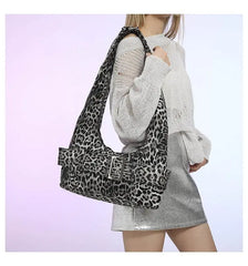 Lunivop Leopard Print Y2k Shoulder Bags Women Hot Girls Casual Crossbody Bag Female High Street Hobos Bags Handbag Aesthetic
