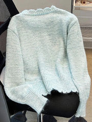 Lunivop Women Korean Sweet Cardigan Fashion Pearls O Neck Long Sleeve Knitted Sweaters Chic Design Buttons Female Fall Tops Coats