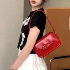 Lunivop Harajuku Blue Shoulder Bags Purse Women Hot Girls Bow Chic Leather Underarm Bag Ladies Vintage Square Messenger Bag Y2k