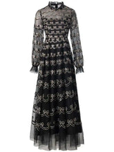 Lunivop Fashion Women's Elegant Dresses Sequins Embroidery Long Sleeve Princess Mesh Dress 2025 Spring New Female Clothing