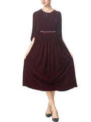 Lunivop Elegant Women's Long Solid Round Neck Chains Hollow Out Dresses Slim High Waist Patchwork Dress Autumn 2025 New