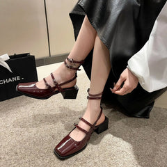 Lunivop New Design Women Sandal Mary Jane Shoes for Woman Fashion Narrow Band Dress Square Heel Shoes Ladies Outdoor Platform Pumps
