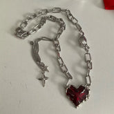 Lunivop New Red Heart Patchwork Star Tassel Necklaces Women Premium Sense Sweet Cool Y2K Luxury Hundred Necklace Party Jewelry Gifts