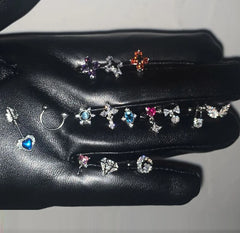 Lunivop Sweet Cool Stainless Steel Cross Moon Piercing Cartilage Stud Earrings for Women Girls Hiphop Punk Party Cosplay Jewelry