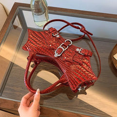 Lunivop Gothic Y2k Messenger Bag Purse Women Hot Girls Leather Handle Crossbody Bags Ladies Punk Dark Red Hand Bag Aesthetic