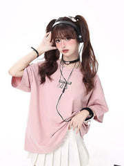 Lunivop Back Bow Y2K T Shirt Women Pure Cotton Streetwear Short Sleeve Tees American Retro Loose O Neck Casual Harajuku Female Tops