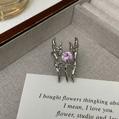 Lunivop Gothic Irregular Spider Webs Zircon Rings Punk Crystal Grunge Ring Dark Spider Animal Goth Open Rings for Women Jewelry
