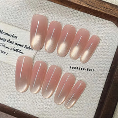 Lunivop 10pcs Handmade Press on Nails Nude Self-adhesive Nail Tips Reusable Adhesive False Nails Ready-made Artificial Glued Nails