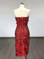 Lunivop Fashionable Solid Mesh Embroidered 3D Flower Women's Dresses Strapless Sleeveless High Waist Dress New Tide