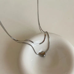 Lunivop Double Layered Love Heart Pendant Necklace for Women Simple Neck Chain Jewelry Y2k Jewelry Choker Gothic Necklace for Women