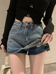 Lunivop Summer High-Waisted Vintage Women Denim Short Skirt Small New Slim Sexy Korea Fashion Girl Cute Street A-line Mini Jeans Pants