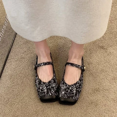 Lunivop One-line Buckle Shoes for Women Retro Style Single Anti-slip Spring Genuine Mark Chic and Elegant Beau Today On Sale Woman Flats