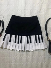 Lunivop Vintage Y2K Pleated Skirt Women High Waist Piano Patchwork Streetwear Skirts Casual American Hip Hop Gothic Mini Skirts New