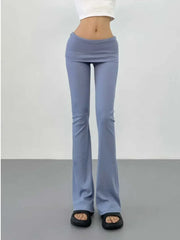 Lunivop Spring/summer New Double Layered Flanging Sports Casual Pants Women's Spicy Girl Style Elastic Slim Micro Horn Pants T42Y