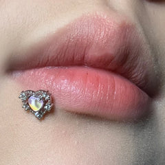 Lunivop 1pc Moonlight Heart Lip Stud Cool Sweet Stainless Steel Labret Piercing Cartilage Ins Fashion Spicy Girl Ear Bone Accessories