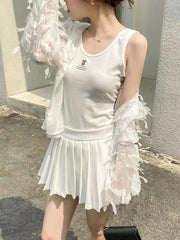 Lunivop Y2K Black Mini Skirt Women Harajuku Preppy White Pleated Skirts Summer Streetwear Korean Fashion A Line Tennis Faldas New