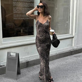 Lunivop Sexy Fashion Leopard Print Women's Summer Backless Slim Long Dress Street Style Women's Clothing