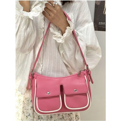 Lunivop Hot Girls Pink Shoulder Bags Purse Women Hot Girls Leather Pockets Y2k Handbag Female Vintage Underarm Bag Aesthetic