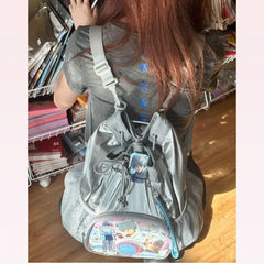 Lunivop Harajuku Silver Ita Bag Women New Japanese Style Pocket Chic Portable Y2k Backpack Female Hot Girls Backpacks Aesthetic