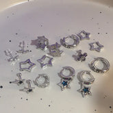 Lunivop New Trendy Star Zirconia Stud Earrings for Women Girls Hiphop Punk Cool Star Hoop Earrings Party Jewelry Gift