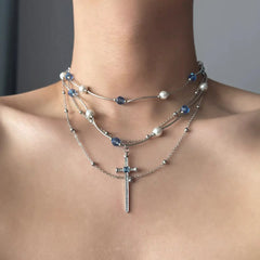 Lunivop Cross Zirconia Necklaces For Women Girls Crystal Crucifix Clavicle Chain Choker Jewelry Festival Gifts