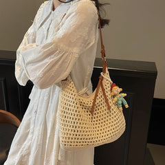 Lunivop Travel Bag Hand-Woven Large-Capacity Straw Bag Women's New Beach Shoulder Bag Summer Tote Bag Seaside Play Travel Work Clothing to Work to School