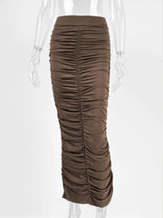Lunivop Spring Summer Fashion New High Waist Ruched Skirt Sexy Tight Back Split Mid Length Skirts Women Clothing Party Wear