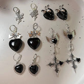 Lunivop Goth Cute Harajuku Vintage Y2K Charms Punk Bowknot Heart Cross Pendant Drop Earrings For Women Kawaii Grunge Jewelry Accessories