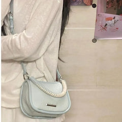 Lunivop Hot Girls Blue Square Hand Bag Purse Women Harajuku Aesthetic Handle Y2k Crossbody Bags Ladies Retro Messenger Bag Chic