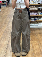 Lunivop Women's Autumn Workwear Denim Wide Leg Loose High Waist Pant