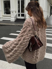 Lunivop Loose Twisted Knitted Pullover Sweaters Women Casual O-neck Long Sleeved Sweater For Woman Autumn Solid Fashion Streetwear Tops