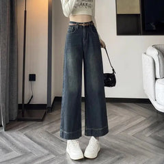Lunivop High Waist Retro Narrow Wide Leg Pants Women Winter New Slimming High Waist Loose Hanging Feel Ankle Length Casual Trousers