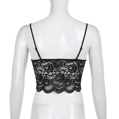 Lunivop Transparent Y2K Lace Bustiers Backless Clubwear Aesthetic 2000s Gothic Camis Summer Spaghetti Strap Grunge Tops