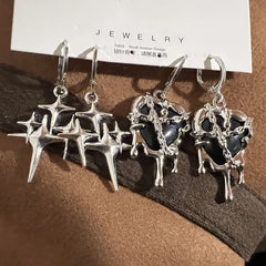 Lunivop Y2K Goth Liquid Heart Star Pendant Earrings Women Zircon Love Dangle Earring Gothic Irregular Tassel Earrings