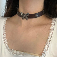 Lunivop Vintage Butterfly Cross Necklace For Women Fashion Punk PU Leather Choker Collar Chain Jewelry Cool Stuff Y2k Accessories