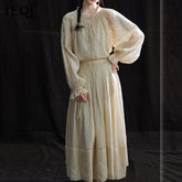 Lunivop Fashion Casual 2 Piece Set Women's Long Sleeve Embroidery Tops High Waist Loose Skirt 2025 Summer New Tide