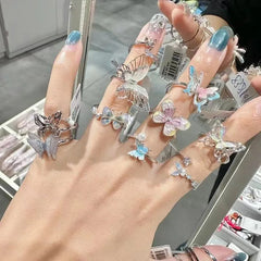 Lunivop Blue Butterfly Drip Oil Enamel Open Ring Women's Party Shining Jewelry The Best Gift for A Girlfriend