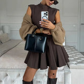 Lunivop Sexy Ruffles Mini Party Dress Women Sleeveless A-Line Chic Evening Club Dress Fashion Y2K Girl Street Vestidos