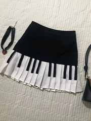 Lunivop Vintage Y2K Pleated Skirt Women High Waist Piano Patchwork Streetwear Skirts Casual American Hip Hop Gothic Mini Skirts New