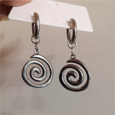Lunivop Punk Y2k Spiral Vortex Pendant Earrings For Women Men Vintage Stainless Steel Eardrop Jewelry EMO Creative Grunge Accessories