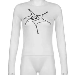 Lunivop Y2k Clothes Emo Aesthetic Women Letter Girls Gothic Crop Top Streetwear Grunge Baby Tee 90s Vintage Casual Long Sleeved T-shirt