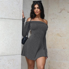 Lunivop Off The Shoudler Long Sleeve Elegant Evening Mini Women'S Dresses Y2K Streetwear Casual Clothing Korean Warehouse Outfit