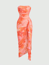 Lunivop Women's Floral Print Ruffle Hem Bustier Dress For Holiday