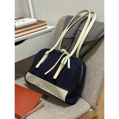 Lunivop Corduroy Floral Patchwork Shoulder Bags Women New Versatile Blue Underarm Bag Purse Female Retro Y2k Handbag Aesthetic