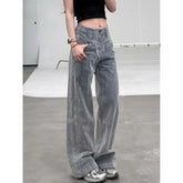 Lunivop Grey High Waist Women Jeans Hip-hop Style Fashion Vintage Streetwear Y2K Wide Leg Jean Female Trouser Baggy Denim Pants