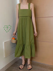 Lunivop Cute Bow Women Dress Elegant Sexy Backless Preppy Style Student Long Dress Korean Fashion Summer Female Strappy Dress New