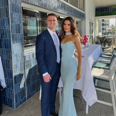 Lunivop Elegant Women 2 Piece Dress Set 2024 Strapless Bodycon Crop Top and Maxi Skirt Set Formal Wedding Guest Party Dress